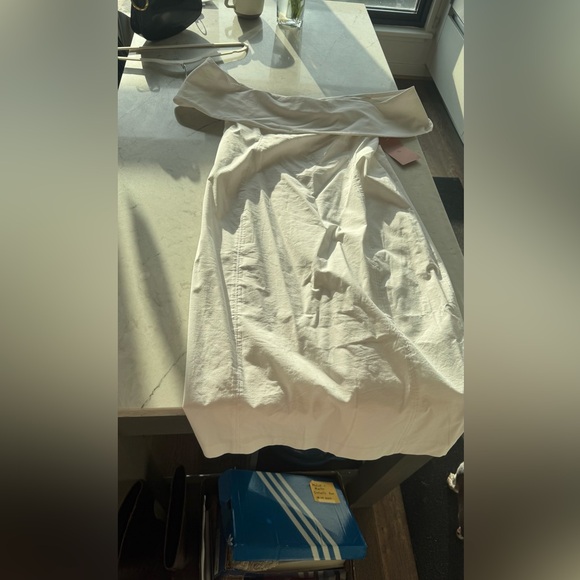 BHLDN Elegant Off-Shoulder Cream Midi Dress - Picture 4 of 6